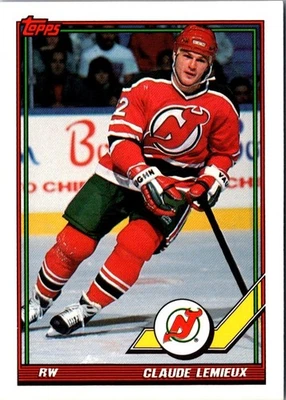 1991 Topps Claude Lemieux #394 New Jersey Devils Hockey Card - Image 1 of 2