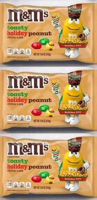 M&M's Toasty Holiday Peanut Chocolate Candy Christmas Limited Production 3 Pack! - Image 1 of 2
