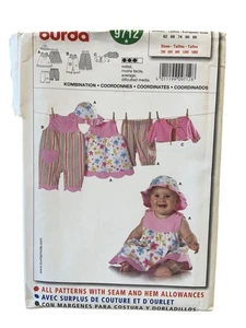 Burda 9712 Baby Sewing Pattern Coordinates Dress Hat Pants Sizes 3M-18M - Picture 1 of 2