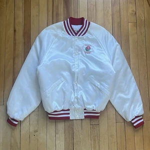 Vintage Satin Varsity Bomber Jacket 80s Rose Bowl Men Sz - L - Picture 1 of 11