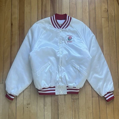 Vintage Satin Varsity Bomber Jacket 80s Rose Bowl Men Sz - L - Image 1 of 4