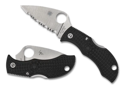 Cuchillo de bolsillo Spyderco Knives Manbug ligero MBKLFS negro dentado FRN en muy buena condición-10 Foto 1 de 3