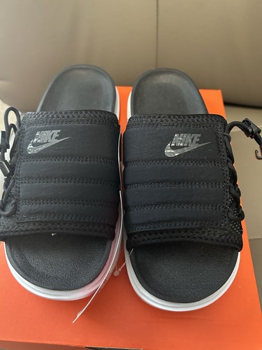 NUOVO CON ETICHETTE NIKE ASUNA SLIDE NA (BIANCO E NERO) ARTICOLO # CW9707 002 US TAGLIA 6