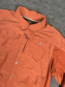 Wrangler Outdoor Mens 2XT Long Sleeve Button Down Zip Pocket Burnt Orange - Picture 1 of 10