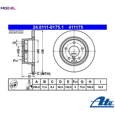 2x BRAKE DISC 24.0111-0175.1 FOR BMW B37D15A B38B15A 1.5L 3cyl 1 Van F20A 2.0L - Image 1 of 4