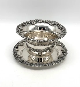 Cuenco y placa base. Plata de ley mexicana. Sanborns. Uvas y hojas. - Imagen 1 de 9