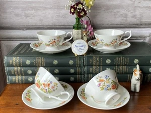 Set of Four Vintage Aynsley Bone China Cabinet Cup & Saucer Cottage Garden - Picture 1 of 18