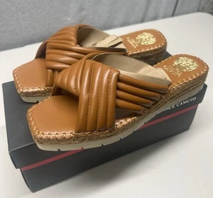 Sandalias Vince Camuto Melysa para mujer marrón cálido caramelo plataforma cuña 7,5 M - Imagen 1 de 5