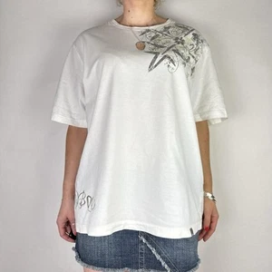 Vintage 90s Y2K White T-shirt With Graphic Motif - Picture 1 of 3