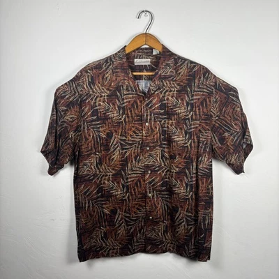 Camisa con botones de manga corta Fieldmaster para hombre L 100 % estampado de hojas de rayón Foto 1 de 4