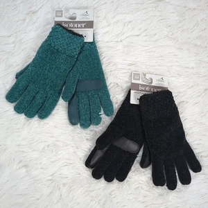 Women's Isotoner Lined Chenille Gloves Peacock Green Black OSFA A40K2 - Picture 1 of 4