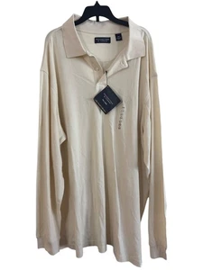 Camisa Polo Roundtree & Yorke Para Hombre 2XT Algodón Beige Manga Larga Acabado Sedoso Collar - Imagen 1 de 6