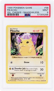 1999 Pokemon Base Set Pikachu Yellow Cheeks Shadowless #58 PSA 9 - Picture 1 of 2