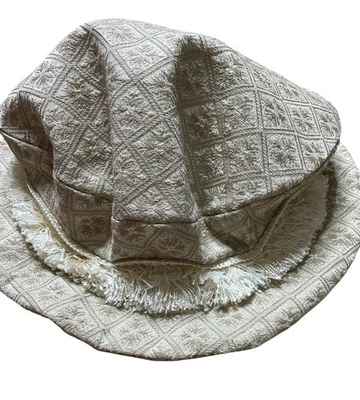 Винтажная 90-х бежевая бахрома ведро шляпа гибкий громоздкий цветок гранж гот - Изображение 1 из 4