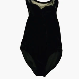 Little Stars Black Velvet Leotard Sheer Shoulder Dance Halloween MC Girls Medium - Picture 1 of 6