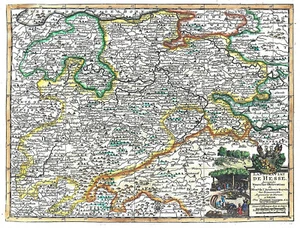 GERMANY "Langraviat de Hesse" 1736 Van der Aa ORIGINAL ANTIQUE MAP - Picture 1 of 7