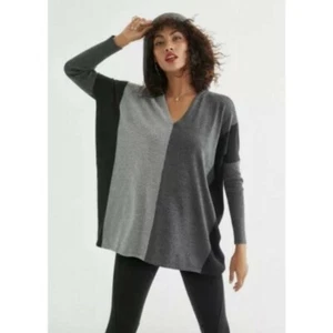 CAbi Dakota Poncho mit Kapuze 4037 Small grau Color Block Pullover Oversized LT ED - Bild 1 von 9