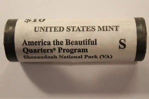 2014 S Shenandoah National Park Quarter Roll US Mint ATB Unc BU, Head-tail roll - Picture 1 of 4