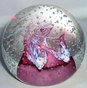 STUNNING VINTAGE RETRO CAITHNESS GLASS PINK WHITE CAULDRON PAPERWEIGHT - Picture 1 of 11