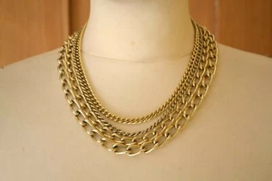 VINTAGE 1960s gold anodized aluminium eloxal multistrand chain necklace - Picture 1 of 9