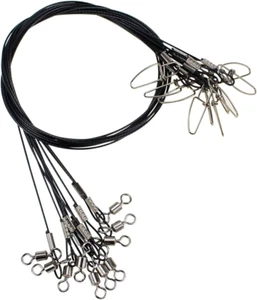 20 Heavy-Duty 19-Inch Stainless Steel Fishing Wire Leaders with Swivels and Snap - Picture 1 of 12