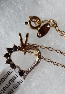 Halskette Herz schwarze Steine Neu mit Etikett - Bild 1 von 3