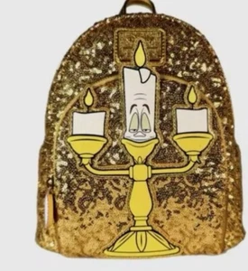 Nueva Mini Mochila Loungefly Disney La Bella y la Bestia Lumiere Lentejuelas Niña Regalo - Imagen 1 de 8