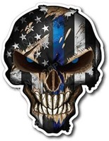 4X THIN BLUE LINE LIVES MATTER SKULL USA AMERICAN FLAG DECAL STICKER CAR TRUCK