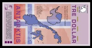 ANTARTICAN 3 DOLLAR BILL GLOSSY POSTER PICTURE PHOTO money currency three 326 - Picture 1 of 1