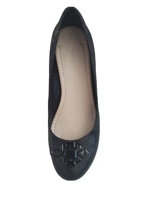 BCBGeneration Treese Size 7.5B Black Reptile Beaded Round Toe Wedge - Image 1 of 4