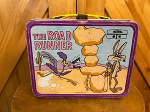 Vintage Road Runner Warner Bros Cartoon 1970s Metal Lunchbox Thermos (8153) - Picture 1 of 12