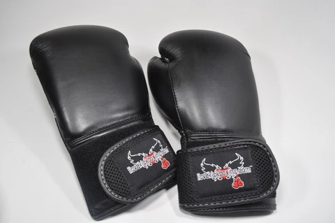I LOVE KICK BOXING Century 12 oz Black Drive Hook & Loop MMA Training Gloves New Cover