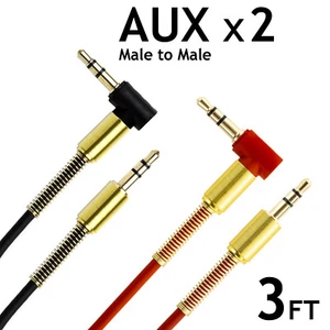 HEADPHONE AUX 3.5MM 3FT STEREO TRS HIGH QUALITY RIGHT ANGLE AUDIO CABLE - 2 SET - Picture 1 of 2