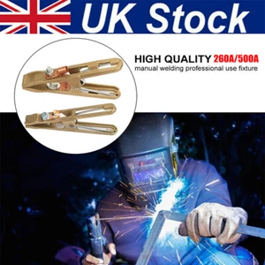 Brass Earth Ground Cable Clip Welding Manual Welder Electrode Clamp 260A/500A - Picture 1 of 14