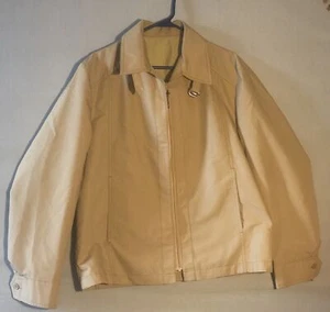 Vtg London Fog Mens 40R Beige Tan Zip Up Harrington Jacket Lined Pockets Collar - Picture 1 of 12