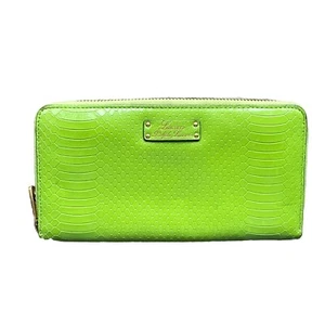 RLL LAUREN RALPH LAUREN Lime Green Leather Zip Around Wallet - Picture 1 of 16