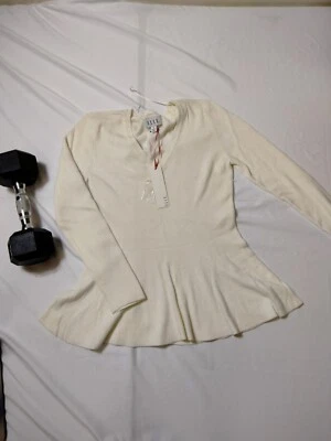 Elle Chiffon Sleeveless White Chiffon Shirt Size Medium - Image 1 of 4