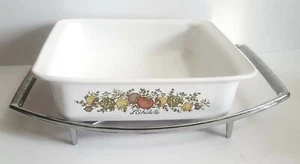 Corning Ware "Spice of Life" Square Baking Dish P-322 Brownie Cake Pan & Trivet - Picture 1 of 4