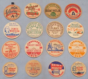 Lot of 16 Vintage Milk Dairy Bottle Caps all Different Lot K - Picture 1 of 1