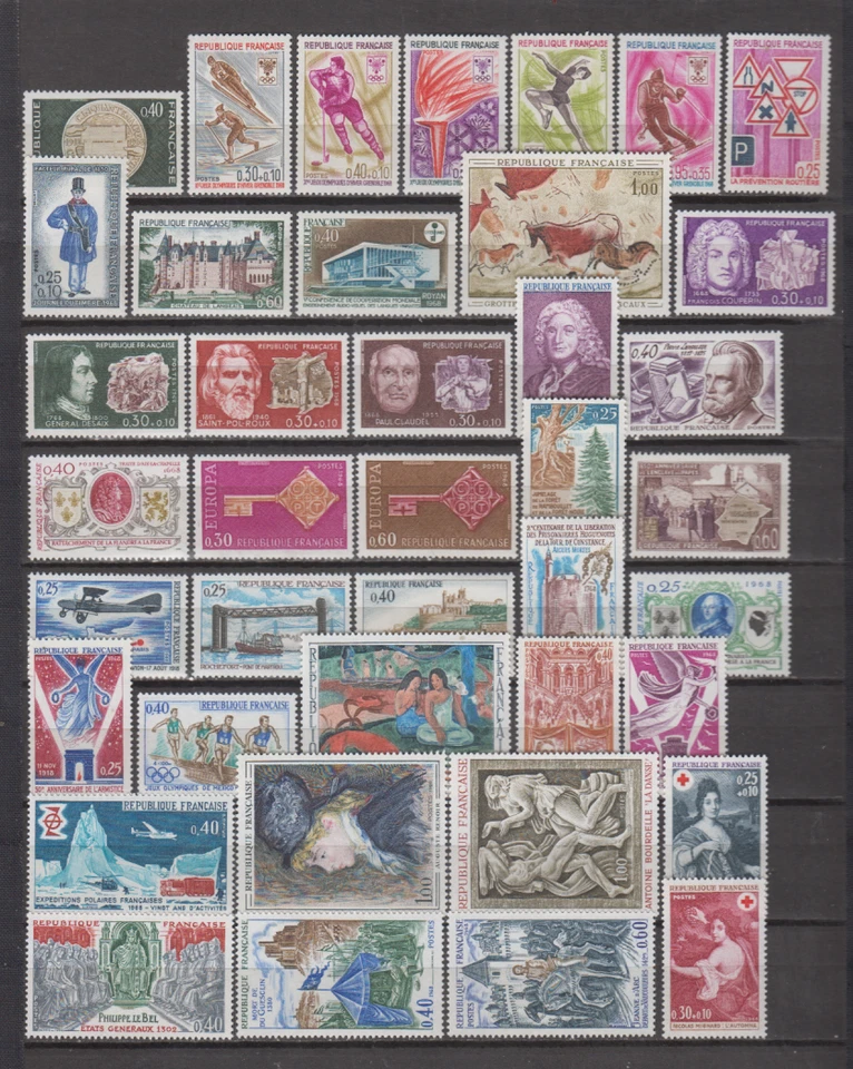 FRANCE 1968 COMPLETE YEAR SET - STAMPS MINT MNH - 40 STAMPS - SEE PICTURE - Image 1 of 1