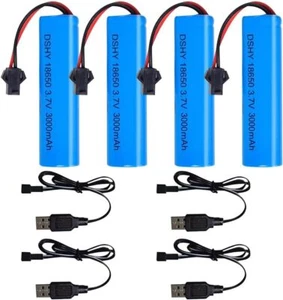 4 batterie agli ioni di litio da 3,7 V 3000 mAh con caricabatterie USB per RC - Imagen 1 de 7