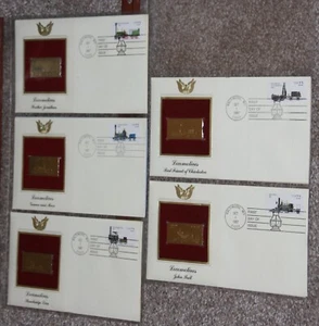 Steam Locomotives FDC 10/1/1987 Five PCS Golden Replicas US Commemorative stamps - Picture 1 of 7
