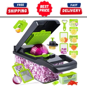 Gemüsehacker, Zwiebelhäcksler, Karotten- und Knoblauchhäcksler mit Behälter grau - Bild 1 von 7