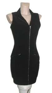 Katharine Hamnett Vintage 90s Dress Black Bodycon Zip Front 10/12 Exceptional - Picture 1 of 12