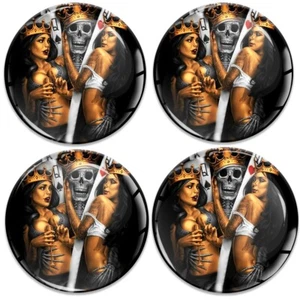 4 pegatinas de silicona de 65 mm para tapacubos centrales de rueda calavera póker - Imagen 1 de 3