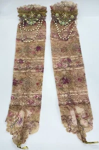 Michal Negrin Mujeres Largos Sin Dedos Guantes de Encaje Verano Fiesta Guantes Rosas Israel - Imagen 1 de 21