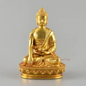 Estatua de cobre tibetano Shakyamuni enchapado en oro de calidad fina Patan - Imagen 1 de 4