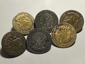 Buttons Antique Maximilianus Metal Coin Style Lot of 6 Pot Max Inv - Picture 1 of 3