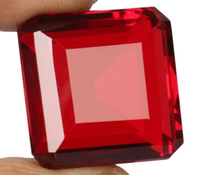 Square Cut Faceted 76.10 Ct. Blood Red Topaz Loose Gemstone for Ring & Pendant - Image 1 of 4