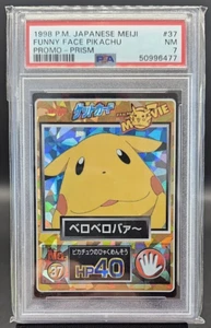 1998 Pokemon Japanese Meiji Promo 37 Funny Face Pikachu Prism PSA 7 WOTC - Picture 1 of 10